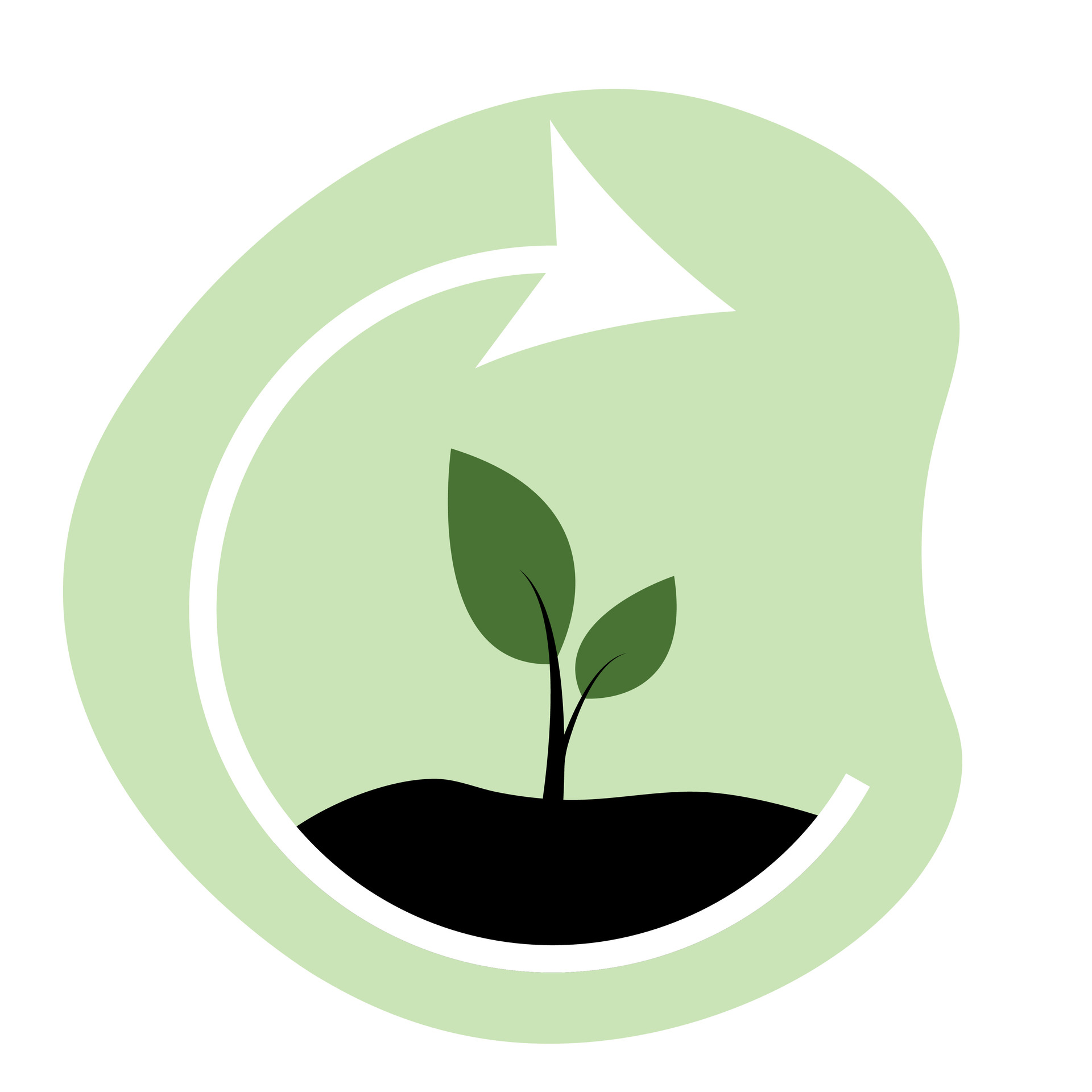 Icon of an eco friendly label, with a sprout in soil circled with an arrow. Credits: vecteezy