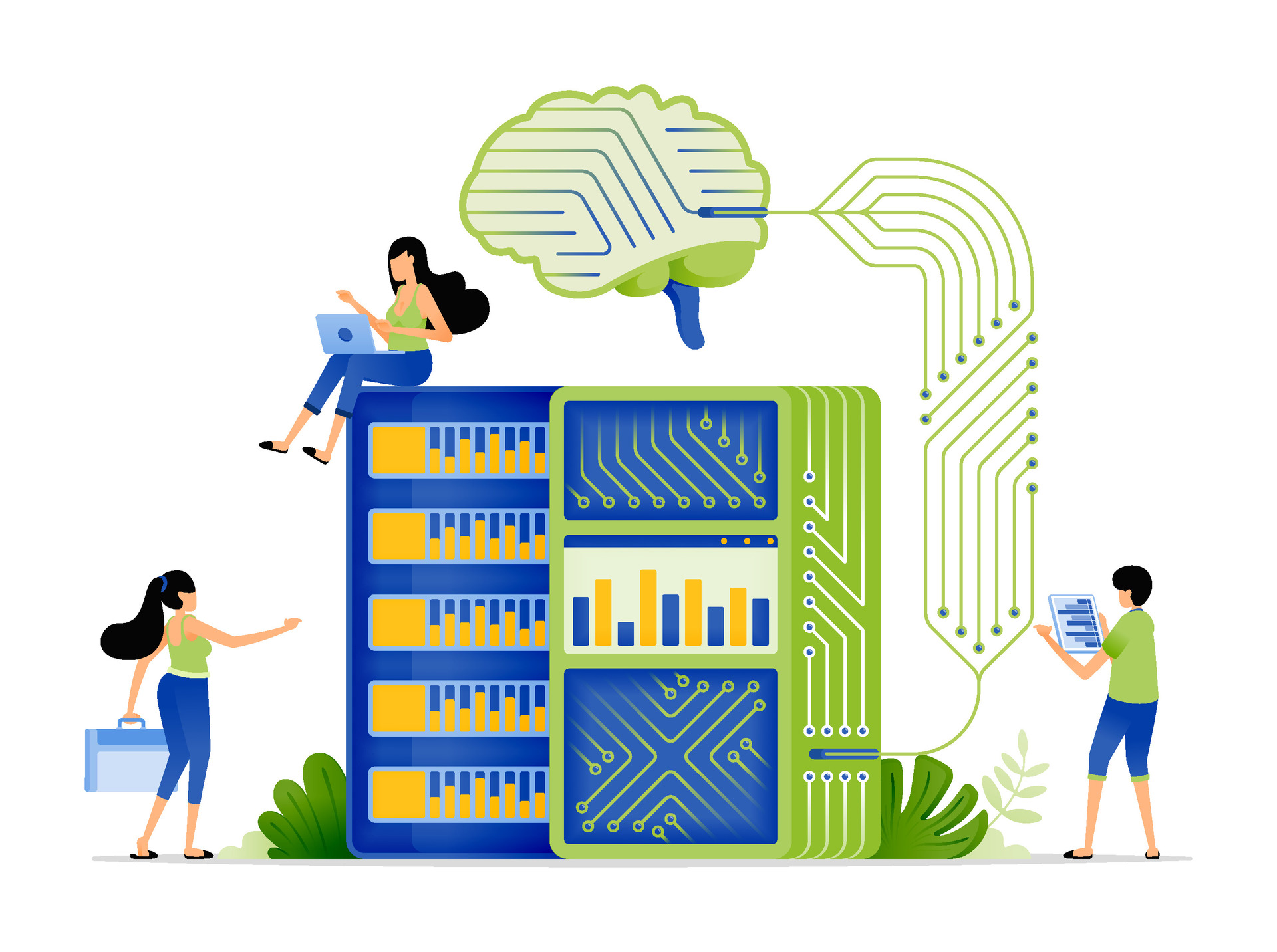 Illustration of artificial intelligence for building. Credit: vecteezy.